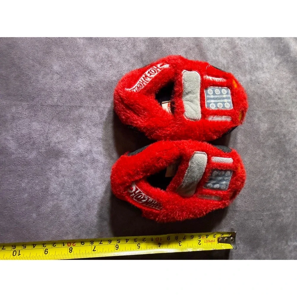 Hot Wheels Toddler Boys Red Race Car Plush Slippers Size 5/6 House Shoes